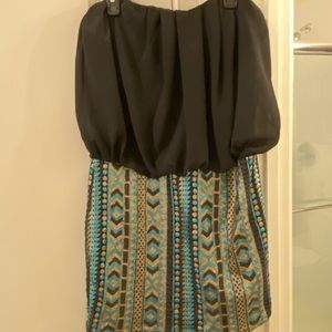 Junior’s Charlotte Russe Mini Dress; Black w/ Gold/Turquoise Sequins; Size Large